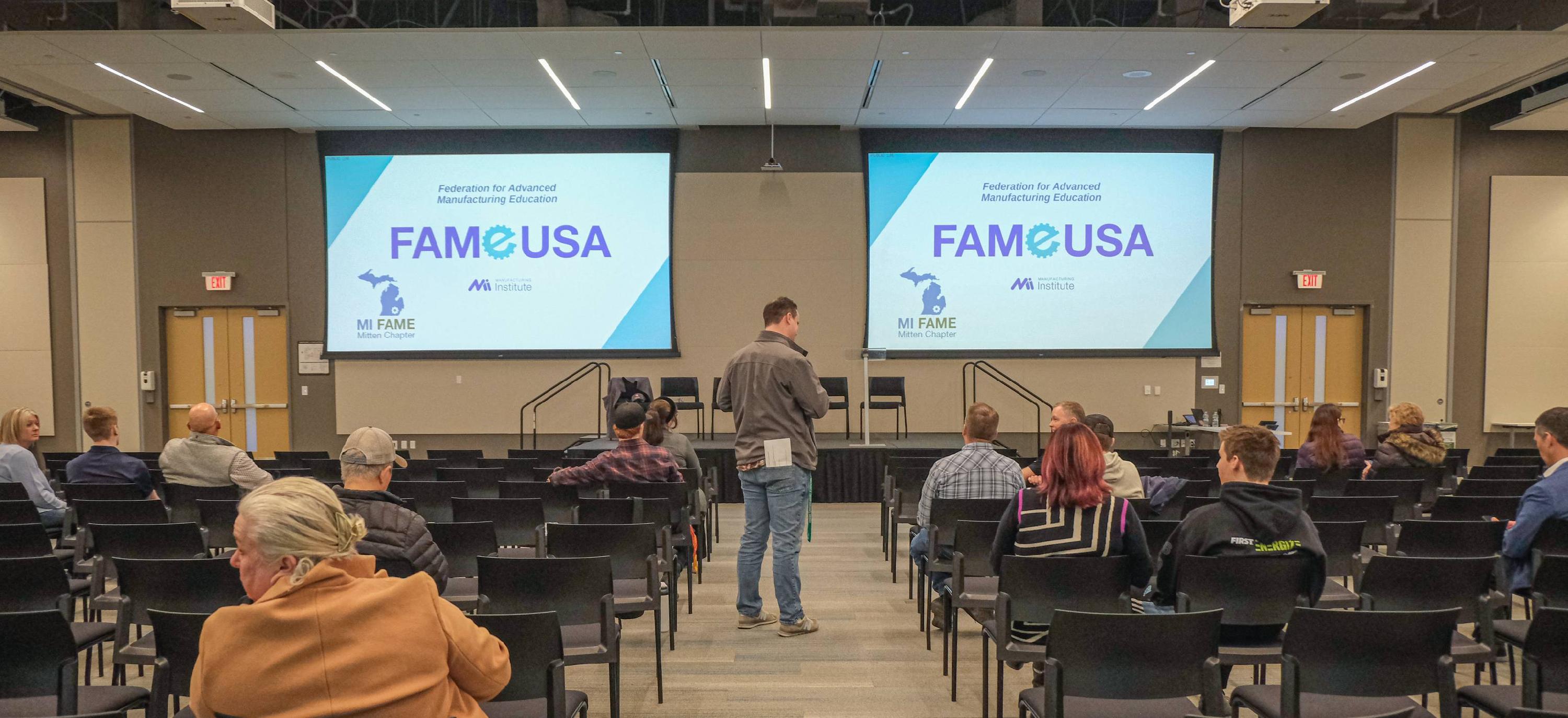 Stage with FAME logo